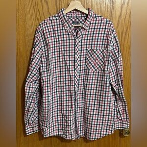 Disney Cruise line Men's xl  Plaid Shirt Red, White, and Blue‎ anchor F